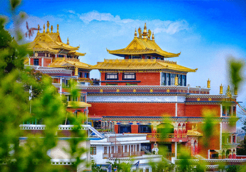 Monastery in Name Buddha During Buddhist pilgrimage tour in Nepal