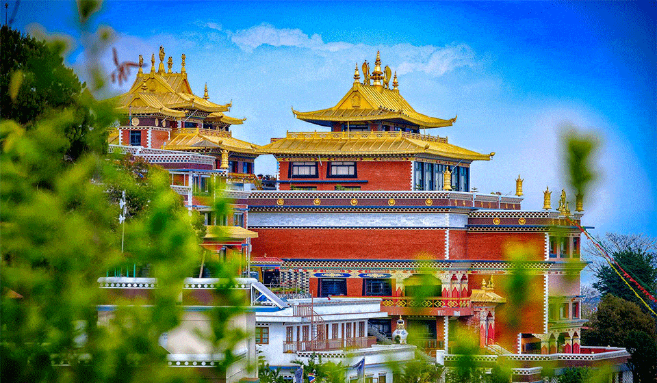 Monastery in Name Buddha During Buddhist pilgrimage tour in Nepal