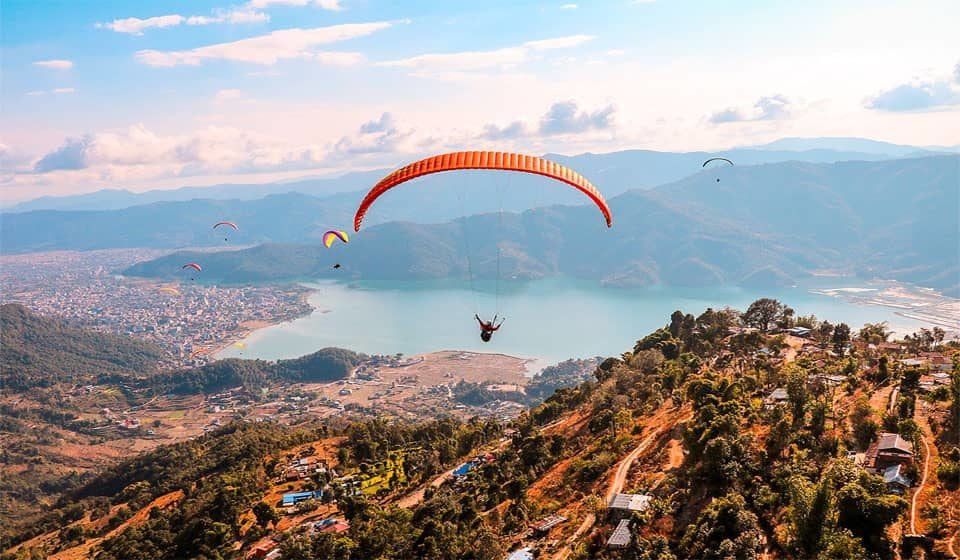 Paragliding from Sarangkot Hill in Pokhara