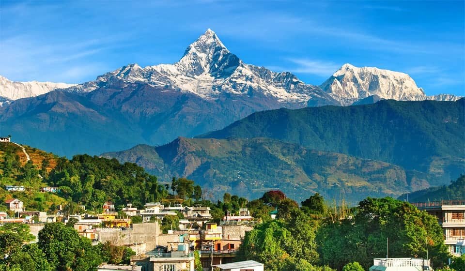 View of Mount Fishtail from Pokhara City