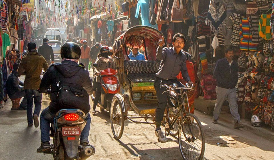 Rickshaw Ride In The Streets Of Thamel, Kathmandu